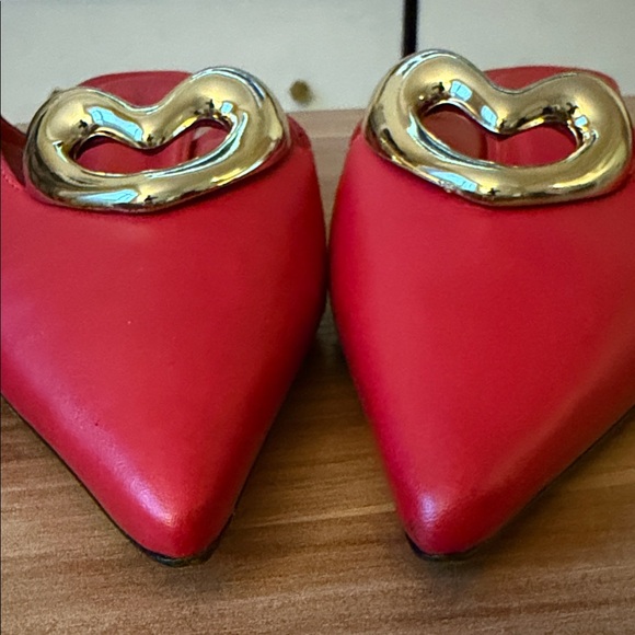 Maeve Red Mules with Silver Heart Accent - Picture 7 of 7